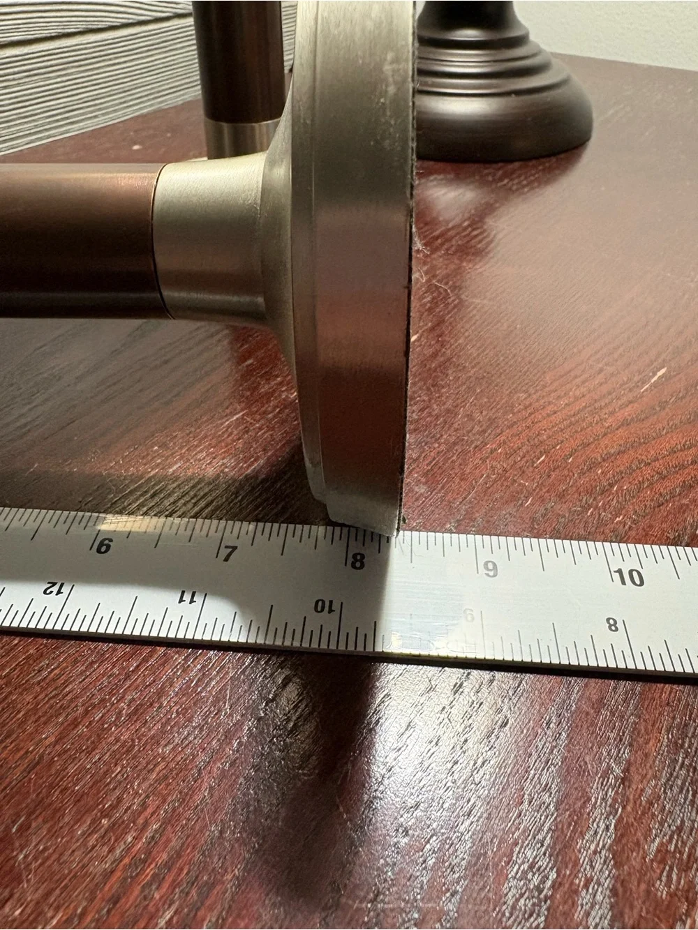 Modern Metal & Dark Wood Candlestick Pair 8”tall